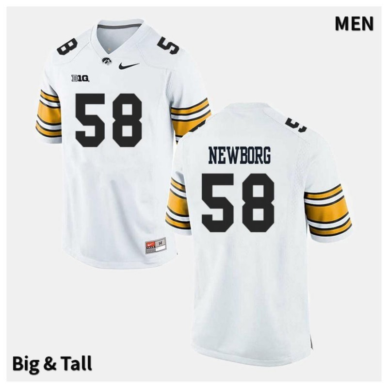 Men's Iowa Hawkeyes NCAA #58 Jake Newborg White Authentic Nike Big & Tall Alumni Stitched College Football Jersey EM34R58HZ